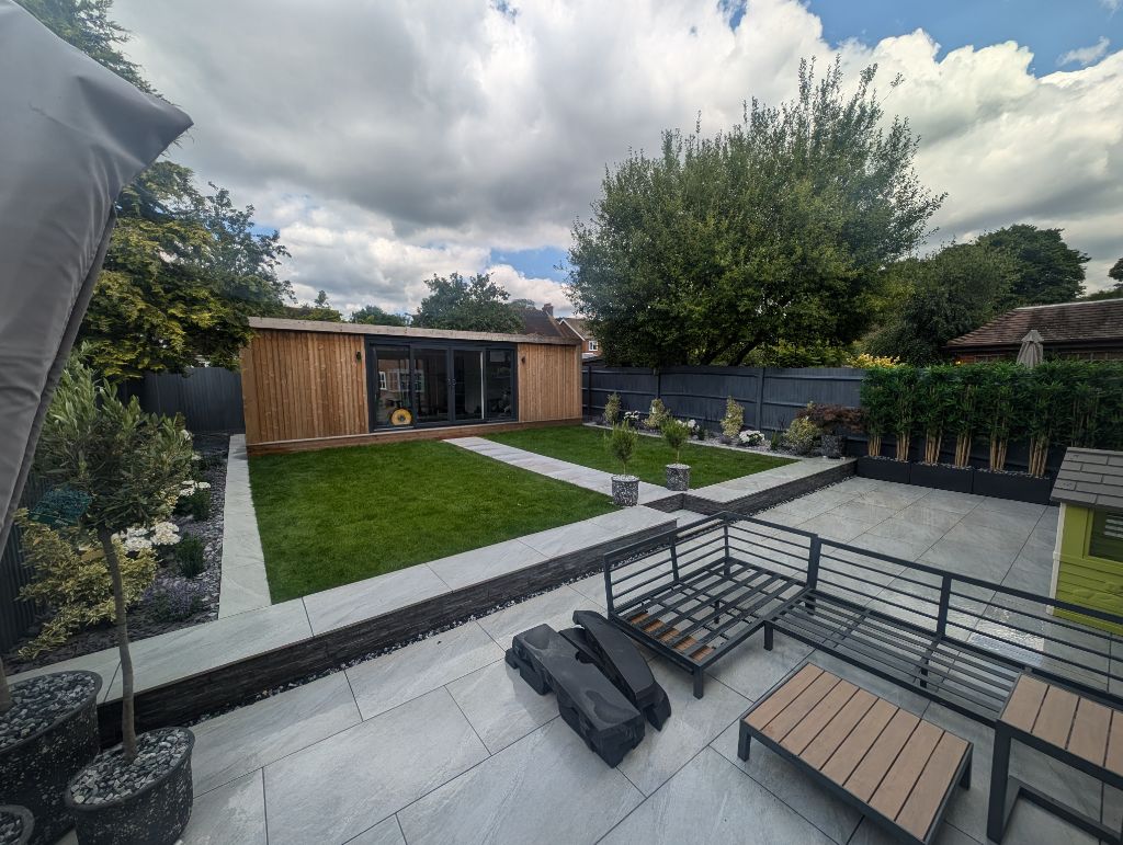 Complete garden transformation with patio and lawn